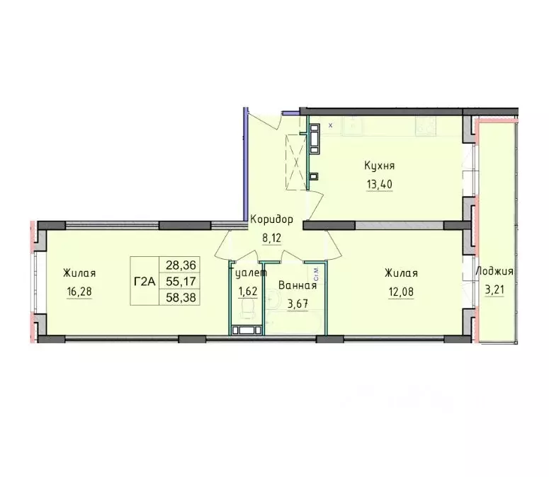 2-к кв. Ярославская область, Ярославль просп. Фрунзе, 56Г (58.0 м) - Фото 1