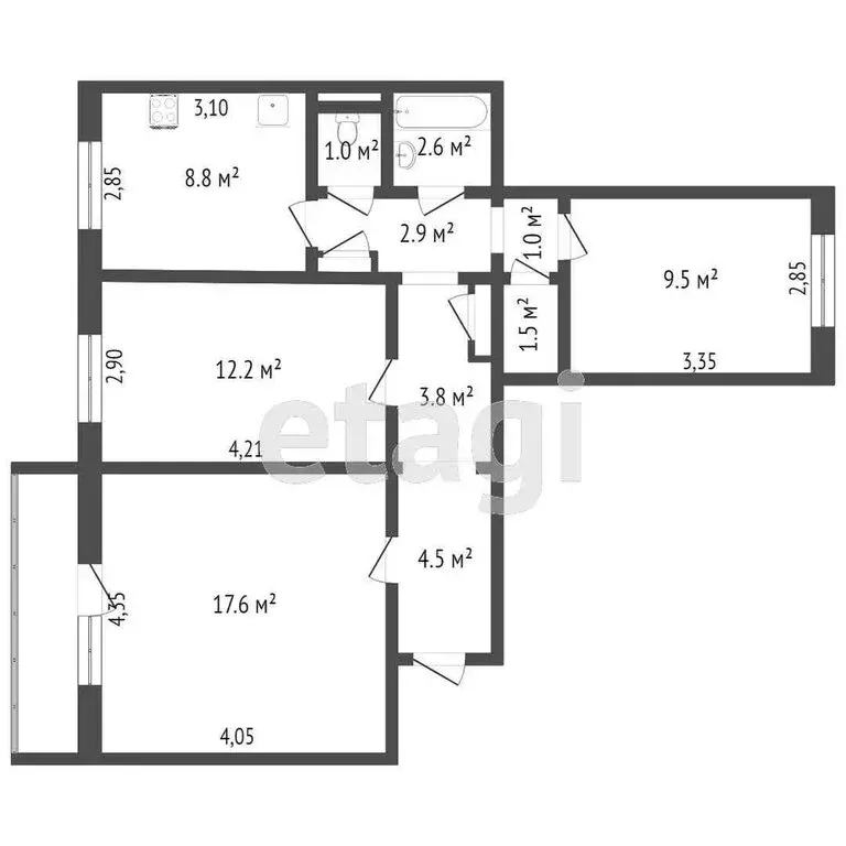 3-комнатная квартира: Миасс, Пионерская улица, 41 (59 м) - Фото 1