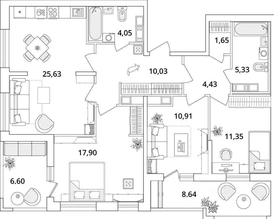 3-к кв. Санкт-Петербург Кубинская ул., 82к3с1 (99.0 м) - Фото 0