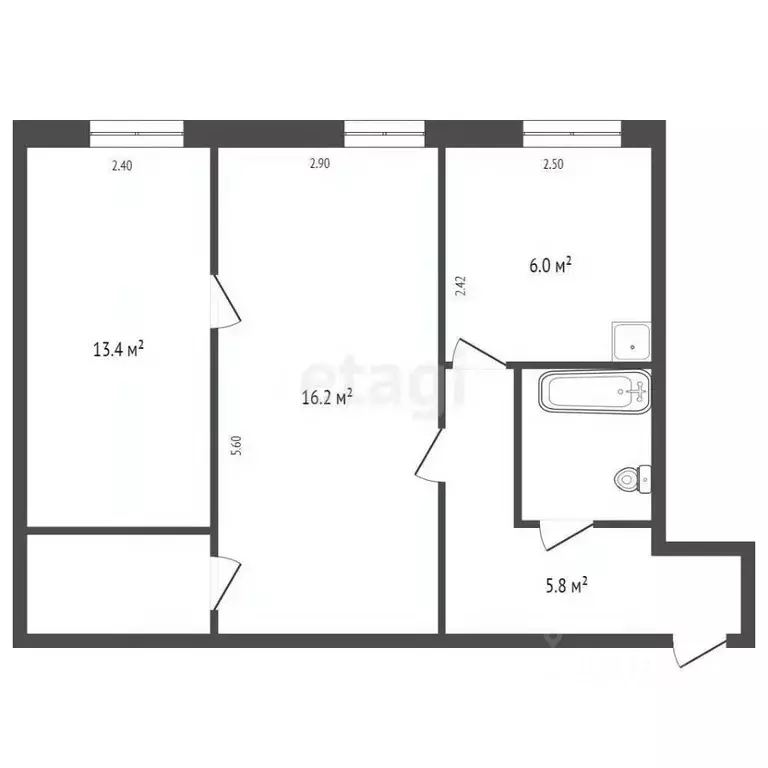 2-к кв. Красноярский край, Красноярск ул. Калинина, 78 (45.0 м) - Фото 2