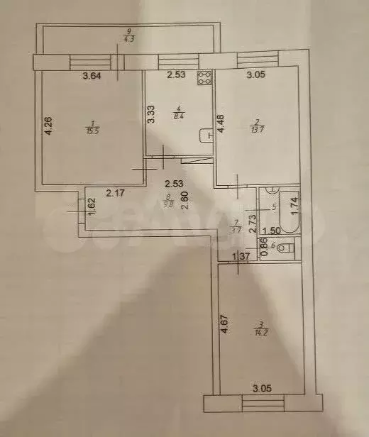 3-к. квартира, 74 м, 5/5 эт. - Фото 0