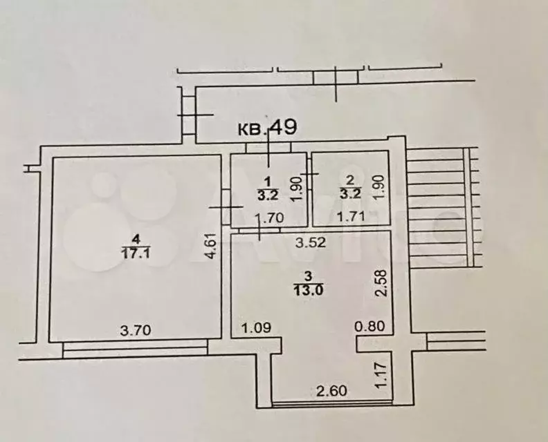 1-к. квартира, 36,6 м, 3/3 эт. - Фото 0
