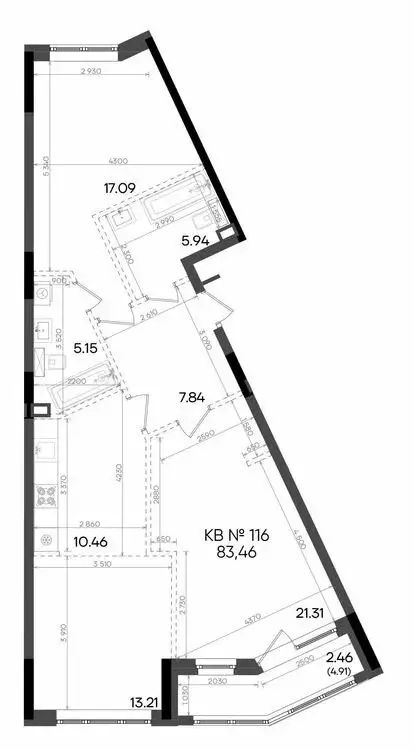 3-комнатная квартира: Казань, улица Аделя Кутуя, 181Ж (83.46 м) - Фото 0