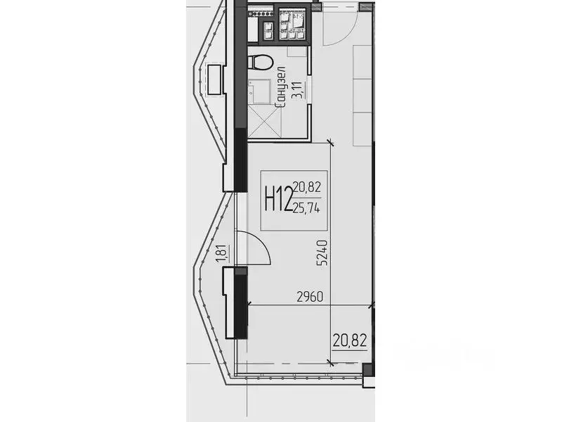 1-к кв. московская область, одинцово ул. чистяковой, 8с2 (26.0 м) - Фото 0