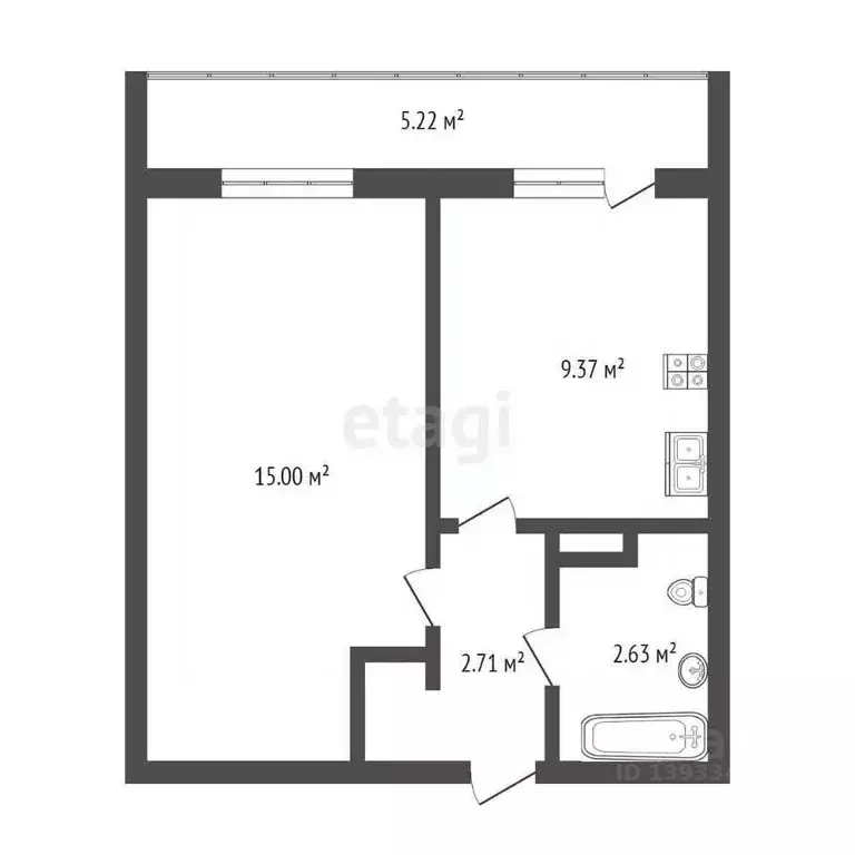 1-к кв. Тюменская область, Тюмень ул. Новоселов, 107к2 (33.8 м) - Фото 2