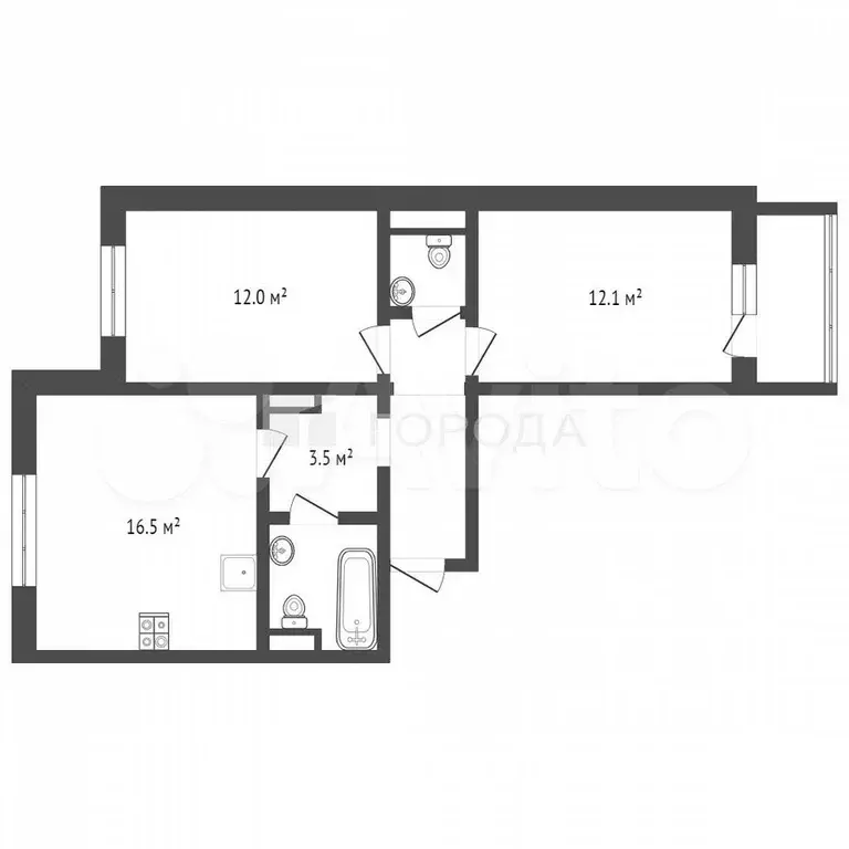 2-к. квартира, 55 м, 4/5 эт. - Фото 0
