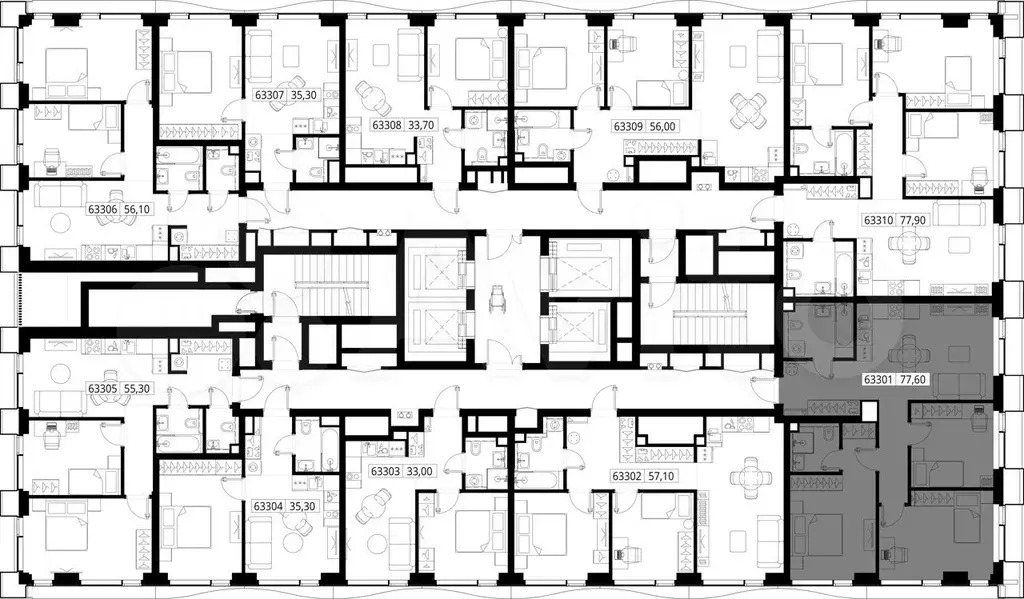 3-к. квартира, 77,6 м, 33/48 эт. - Фото 1