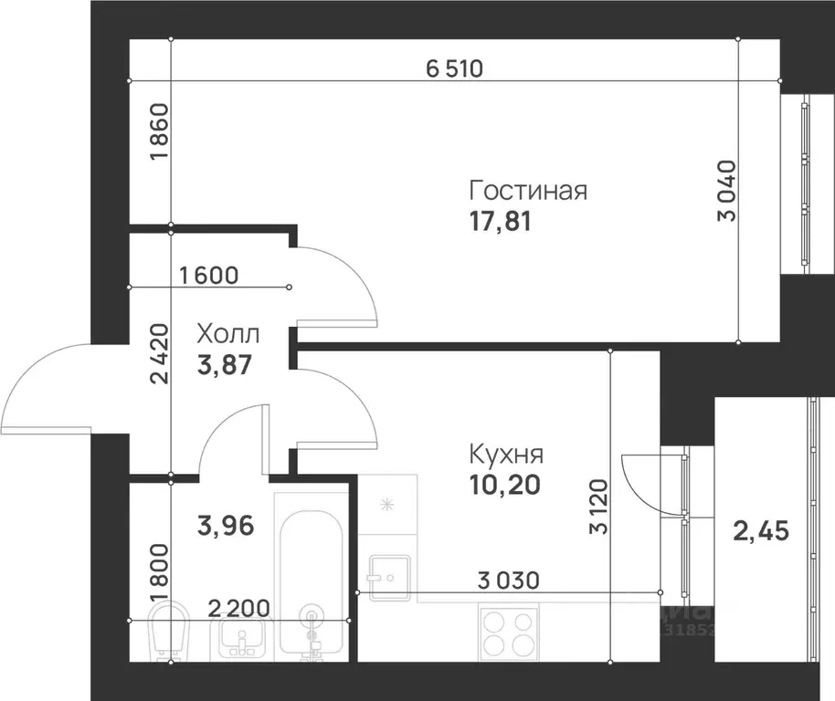 1-к кв. Тульская область, Тула Новая Тула мкр,  (38.29 м) - Фото 0
