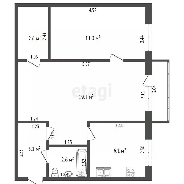 2-к кв. Забайкальский край, Чита Украинский бул., 28 (44.7 м) - Фото 2