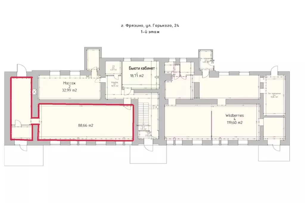Торговая площадь в Московская область, Фрязино ул. Горького, 24 (89 м) - Фото 1