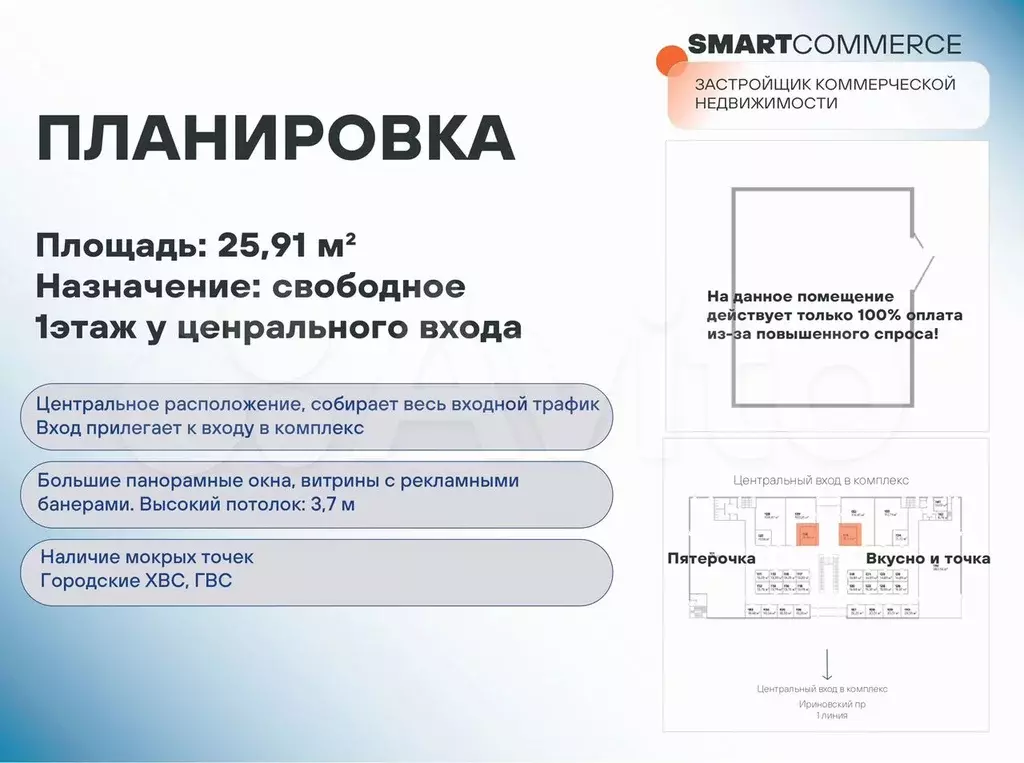 Помещение под бизнес, инвестиции, новый ТЦ 26 м - Фото 1