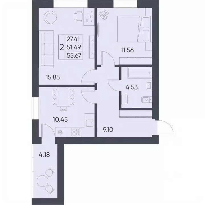 2-к кв. Саратовская область, Татищево рп ул. Михайловская, 13 (55.67 ... - Фото 0
