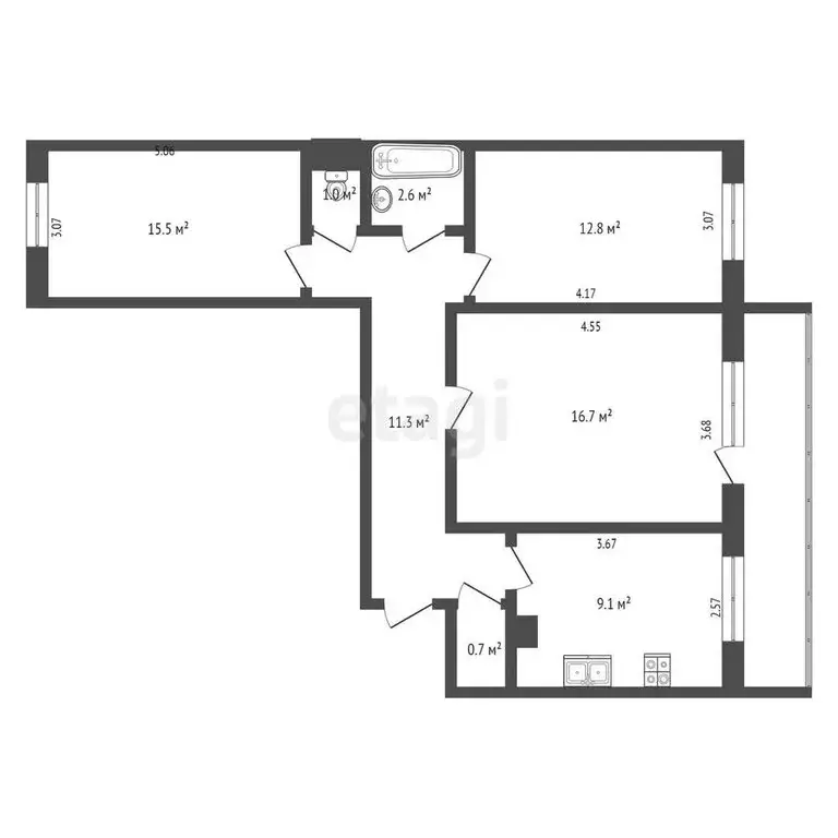 3-комнатная квартира: Альметьевск, улица Ленина, 108 (73.8 м) - Фото 1