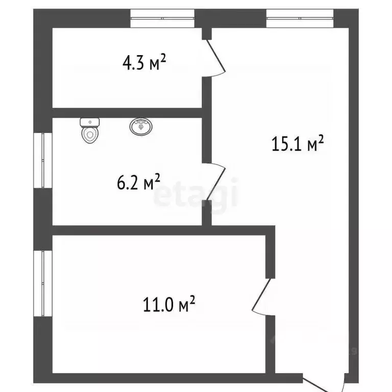 1-к кв. Архангельская область, Архангельск ул. Самойло, 12А (36.6 м) - Фото 1