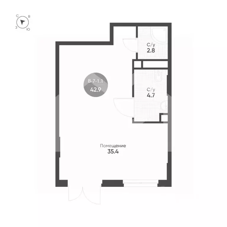 Торговая площадь в Москва 3-я оч., Шагал жилой комплекс, к2.1 (43 м) - Фото 2