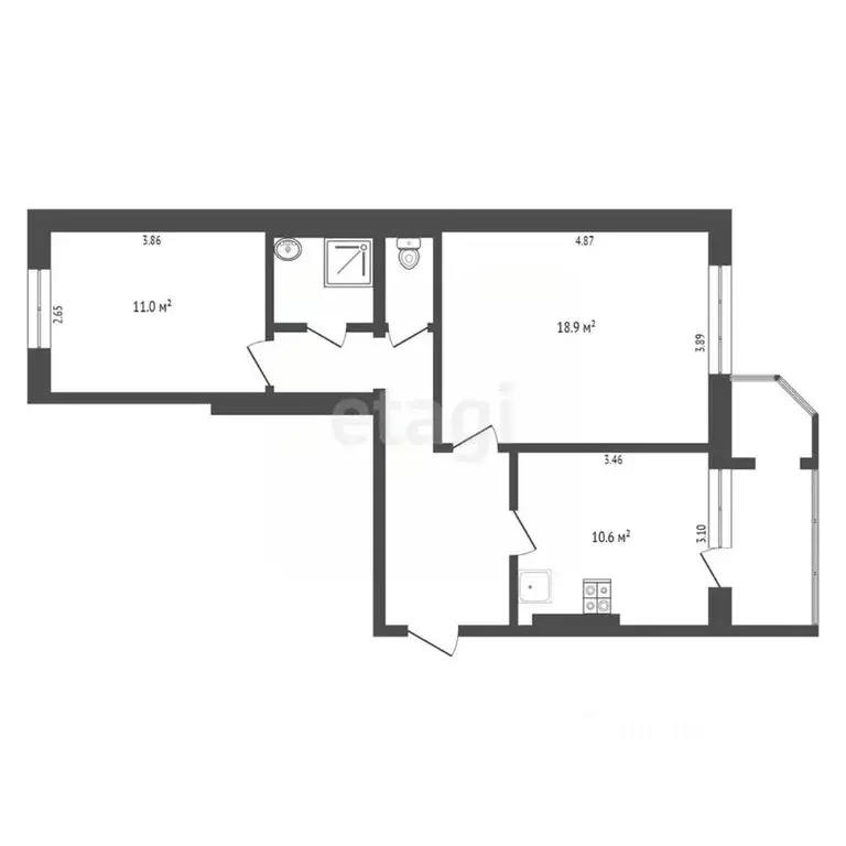 2-к кв. Ханты-Мансийский АО, Сургутский район, Федоровский городское ... - Фото 2