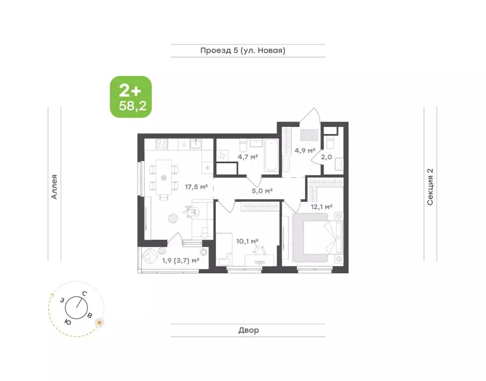 2-к кв. Свердловская область, Екатеринбург Академический мкр, 20-й ... - Фото 0
