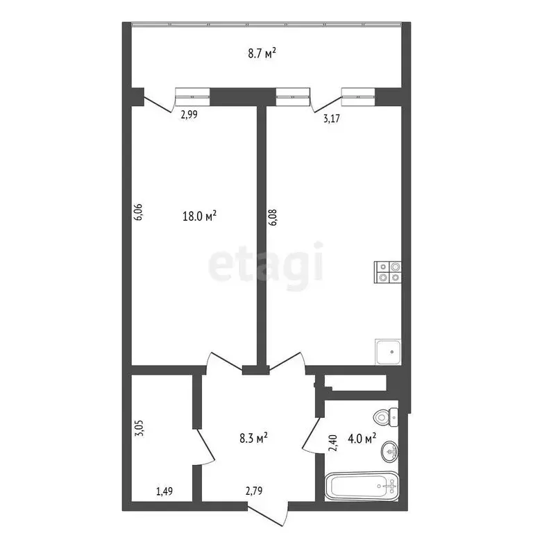 1-комнатная квартира: Туапсе, улица Портовиков, 39/2 (65.6 м) - Фото 0