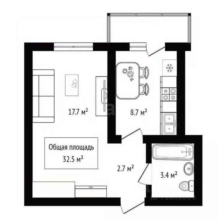 1-к кв. Алтай, Майминский район, с. Майма ул. Мира (32.5 м) - Фото 2