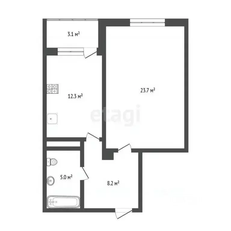 1-к кв. Тюменская область, Тюмень Широтная ул., 193 (49.9 м) - Фото 1