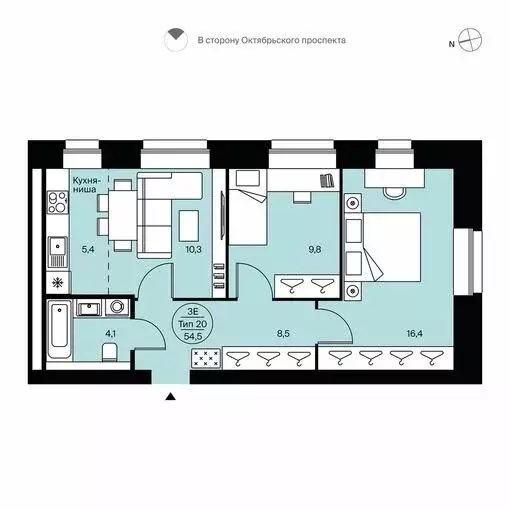 3-комнатная квартира: Сыктывкар, район Орбита, Петрозаводская улица, ... - Фото 1