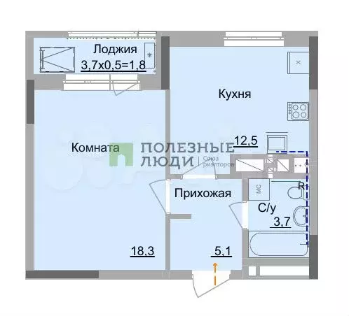 1-к. квартира, 39,5 м, 11/17 эт. - Фото 0