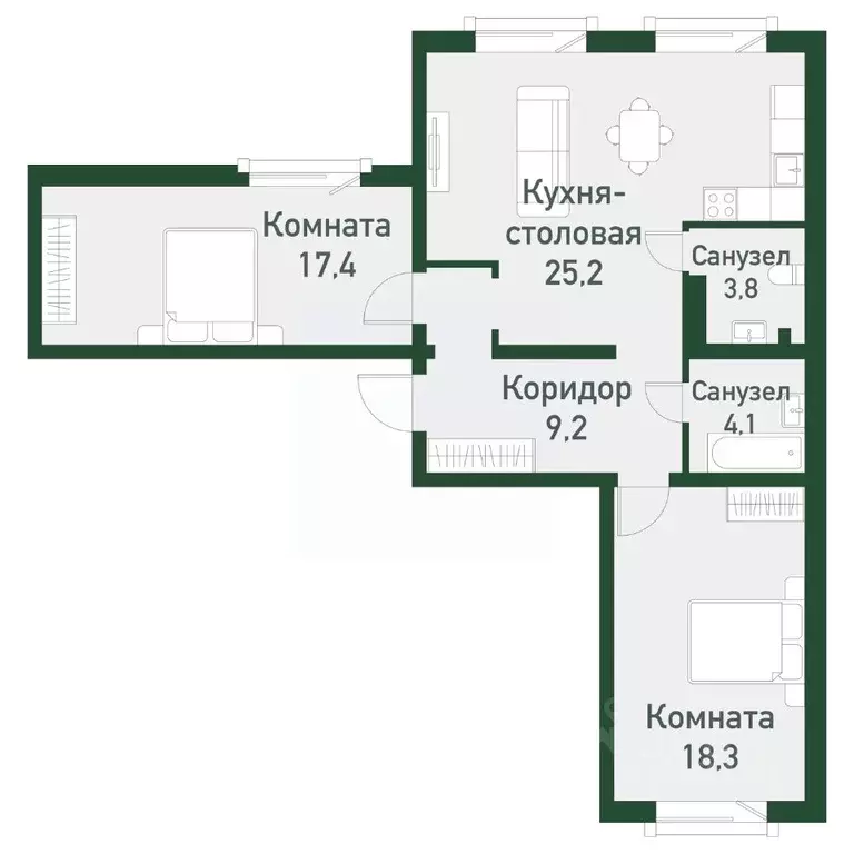 2-к кв. Челябинская область, Челябинский городской округ, пос. ... - Фото 0