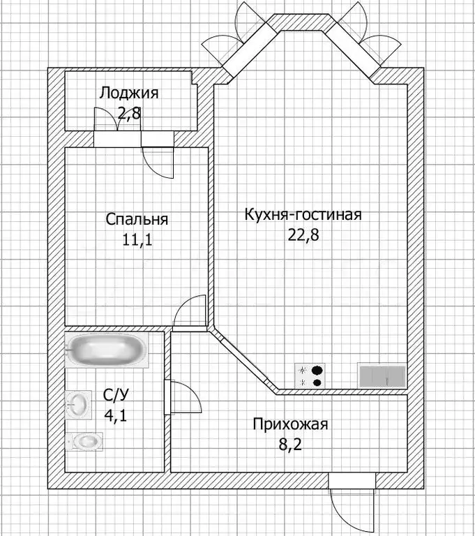 2-к. квартира, 47,6 м, 3/14 эт. - Фото 0