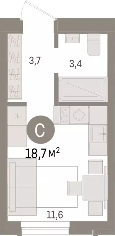 Квартира-студия: Новосибирск, улица Аэропорт (18.66 м) - Фото 1