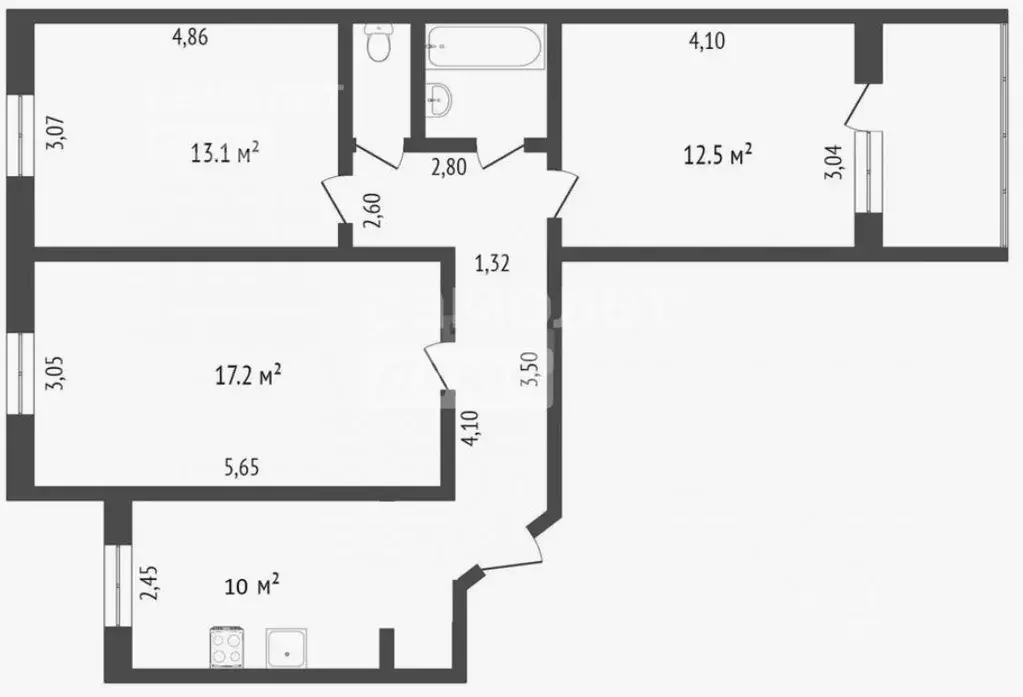 3-к кв. Челябинская область, Челябинск пер. Мамина, 1Б (67.0 м) - Фото 1