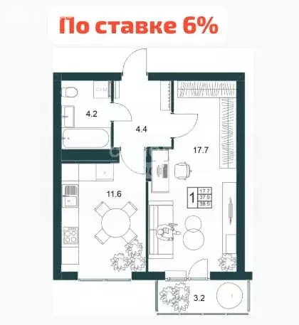 1-комнатная квартира: Липецк, Минская улица, 6Б (38.9 м) - Фото 0