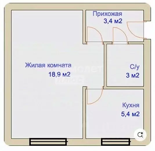 1-к кв. Томская область, Томск тракт Иркутский, 186 (30.2 м) - Фото 1