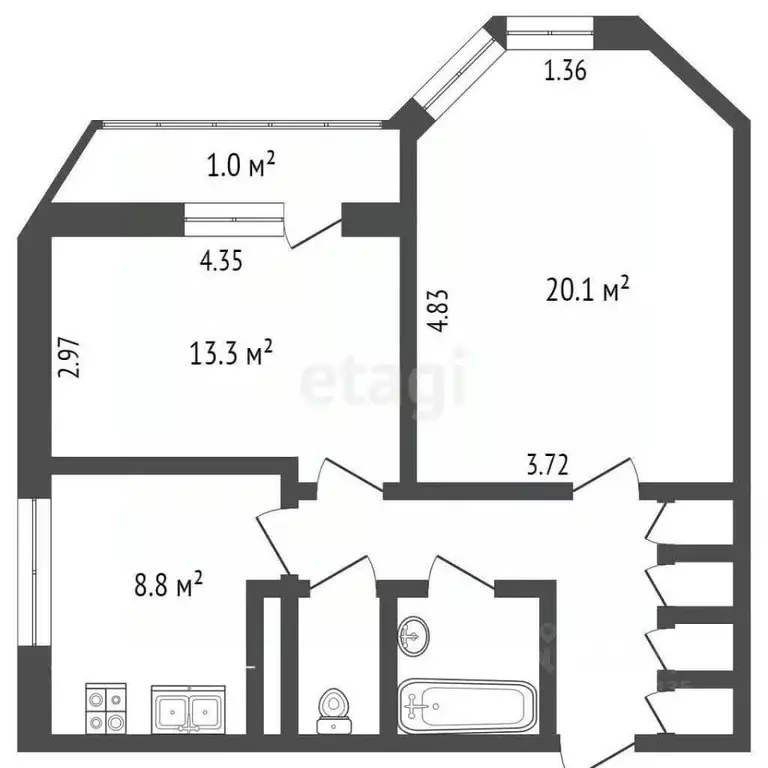 2-к кв. Москва Ленинградское ш., 88 (55.4 м) - Фото 1