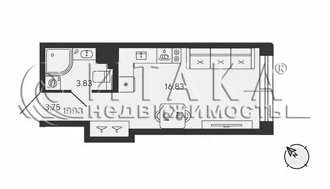 Квартира-студия: Санкт-Петербург, территория Невская губа, участок 4 ... - Фото 1