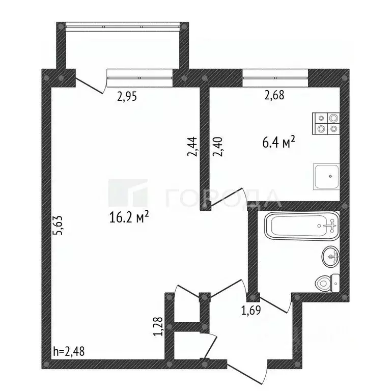 1-к кв. Кемеровская область, Новокузнецк ул. Клименко, 19 (29.9 м) - Фото 2