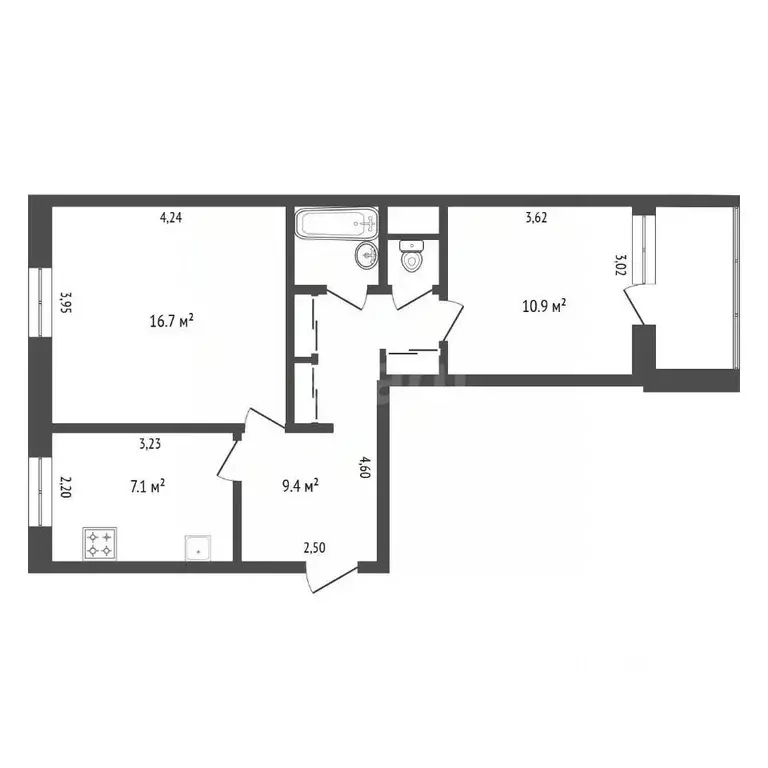 2-к кв. Амурская область, Благовещенск ул. Воронкова, 22 (49.1 м) - Фото 1