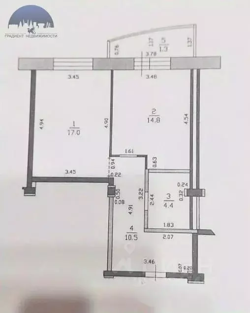 1-к кв. Татарстан, Казань ул. Юлиуса Фучика, 58б (46.0 м) - Фото 2