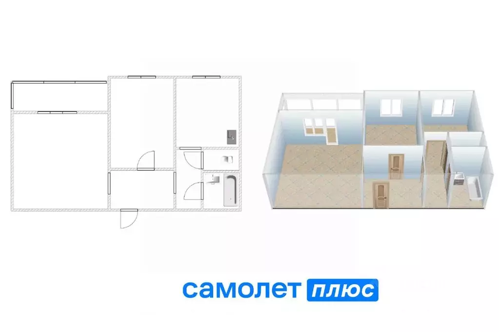 2-к кв. Кемеровская область, Кемерово Ленинградский просп., 34А (49.9 ... - Фото 2