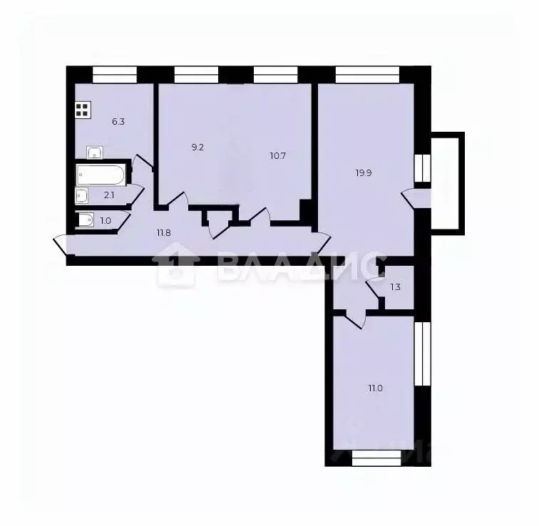 4-к кв. Санкт-Петербург Светлановский просп., 46К1 (73.9 м) - Фото 2