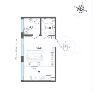 Квартира-студия, 31 м, 7/16 эт. - Фото 0
