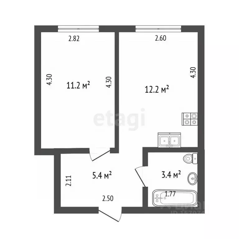 1-к кв. Санкт-Петербург наб. Реки Каменки, 11к2 (32.1 м) - Фото 2
