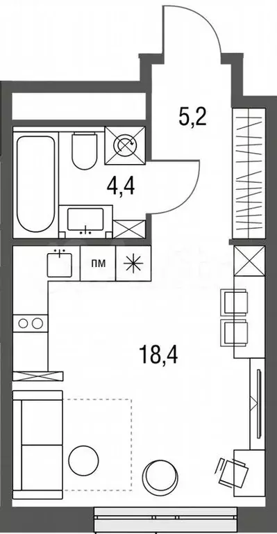 Квартира-студия, 28м, 15/25эт. - Фото 0