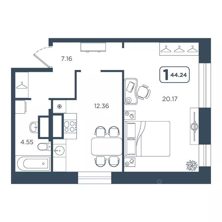1-к кв. Тюменская область, Тюмень Мелиораторов мкр, ул. Голышева, 8А ... - Фото 1