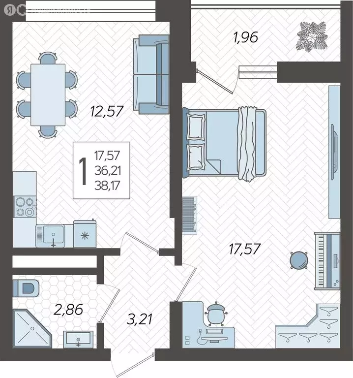1-комнатная квартира: Сочи, жилой комплекс Кислород, 12 (38.17 м) - Фото 0