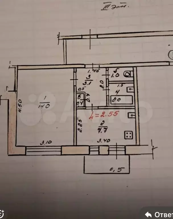 1-к. квартира, 30 м, 3/5 эт. - Фото 0