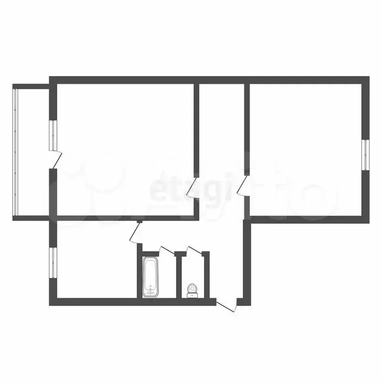 2-к. квартира, 46,2 м, 4/5 эт. - Фото 0