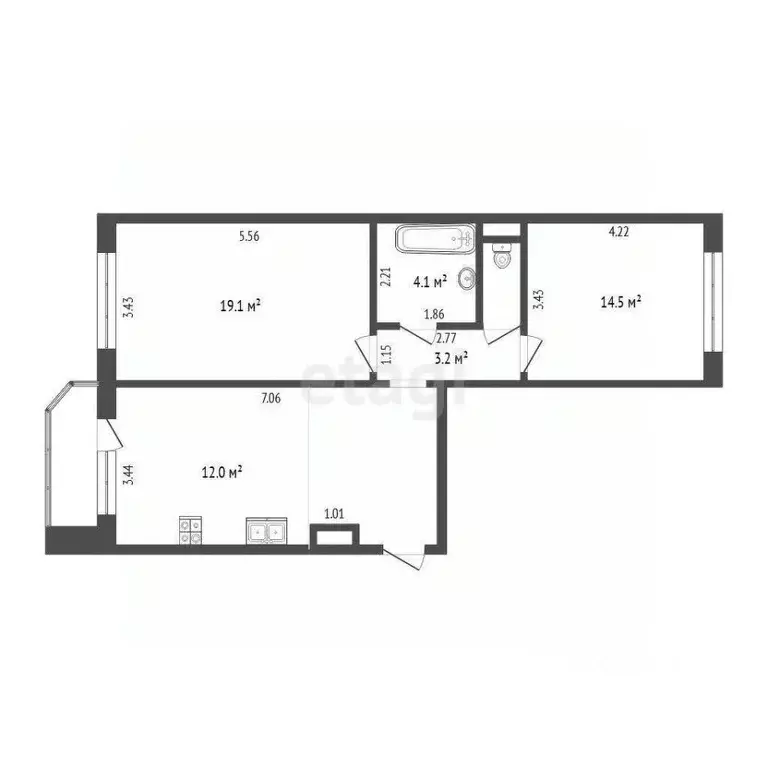 2-к кв. Тюменская область, Тюменский муниципальный округ, д. Дударева ... - Фото 1