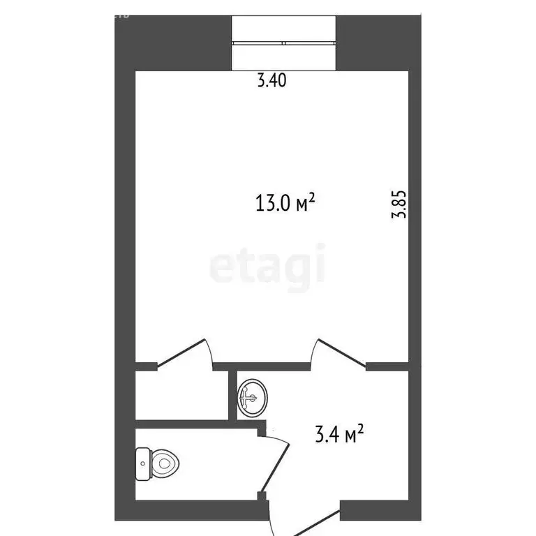 Квартира-студия: Тюмень, микрорайон Тарманы, улица Малышева, 24 (17.7 ... - Фото 1