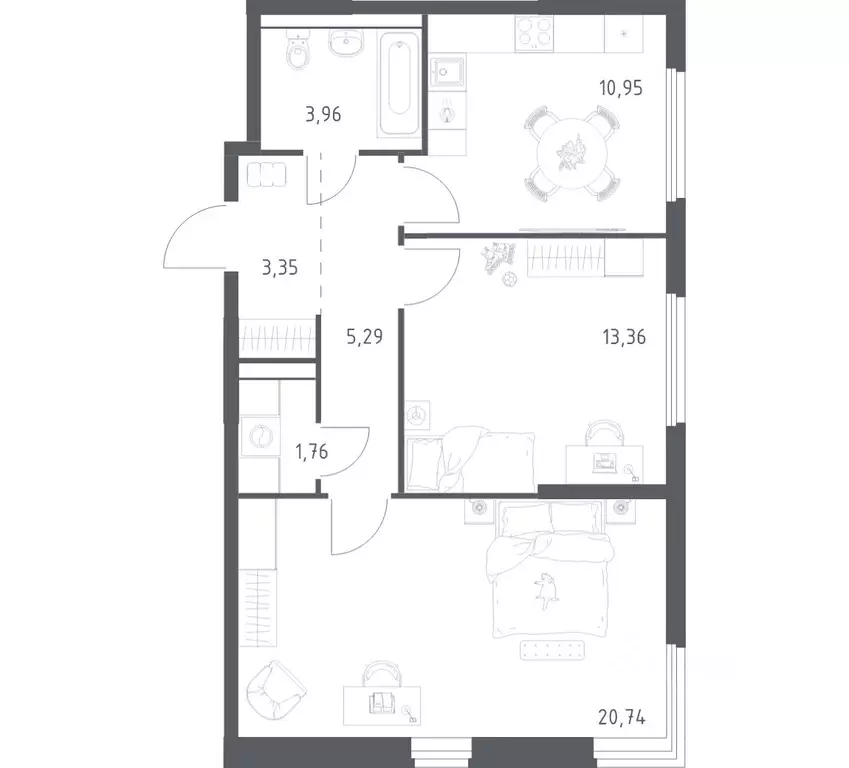 2-к кв. Московская область, Ленинский городской округ, Мисайлово пгт, ... - Фото 1