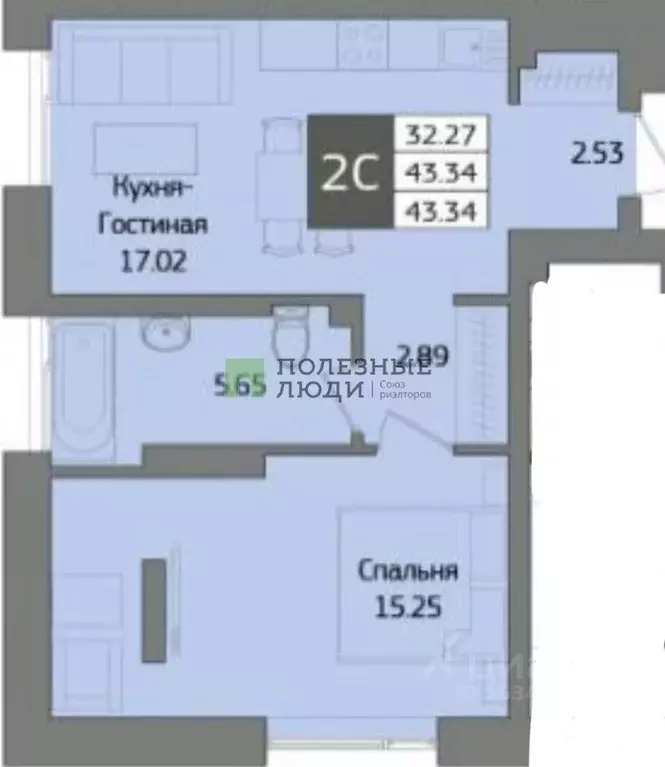 2-к кв. Башкортостан, Уфа Коммунистическая ул., 98/1 (43.34 м) - Фото 1